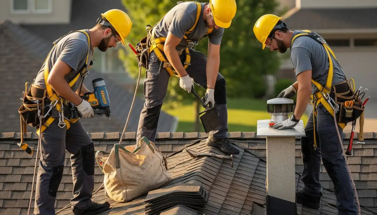 Brooklyn, NY siding contractor inspecting roof repair on a home exterior