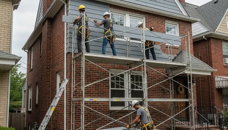 Brooklyn NY vinyl siding installation for residential home exterior by local siding contractors
